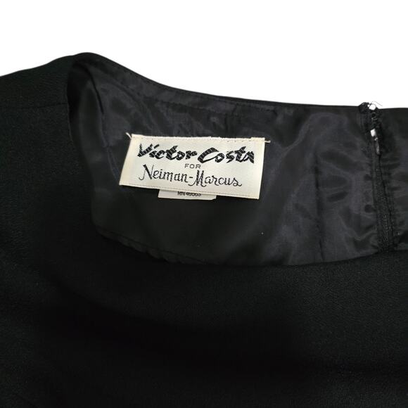 Vintage Victor Costa Neiman Marcus Black Ruffle Hem Cocktail Dress 8 - Picture 5 of 11